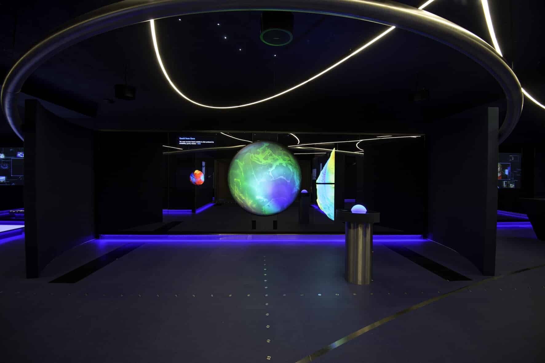 Globe controllable via ball interface in ESA's interactive visitor center