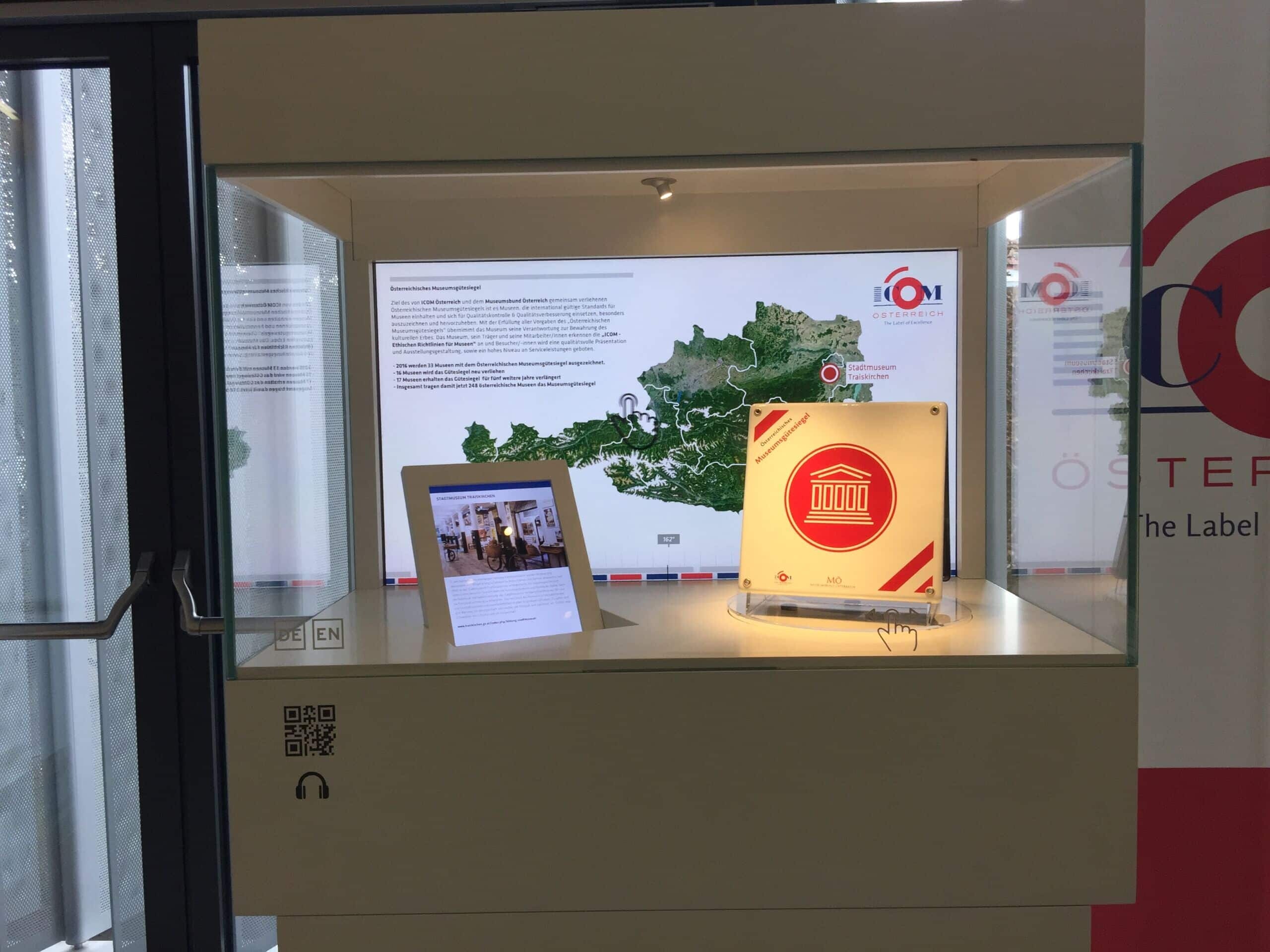 Die interaktive Vitrine präsentierte auf dem Österreichischen Museumstag die Gewinner des Österreichischen Museumsgütesiegels