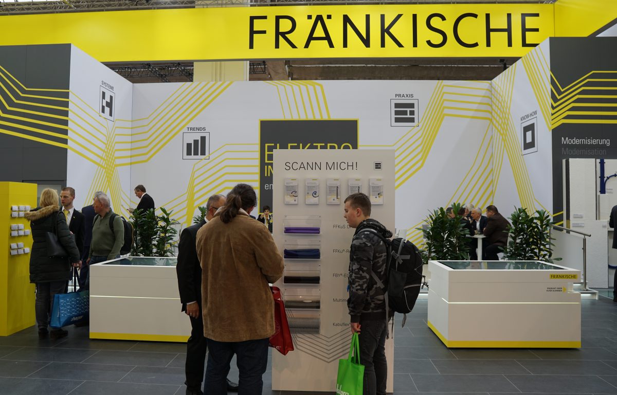 Product samples and flyers at the interactive booth of Fränkische