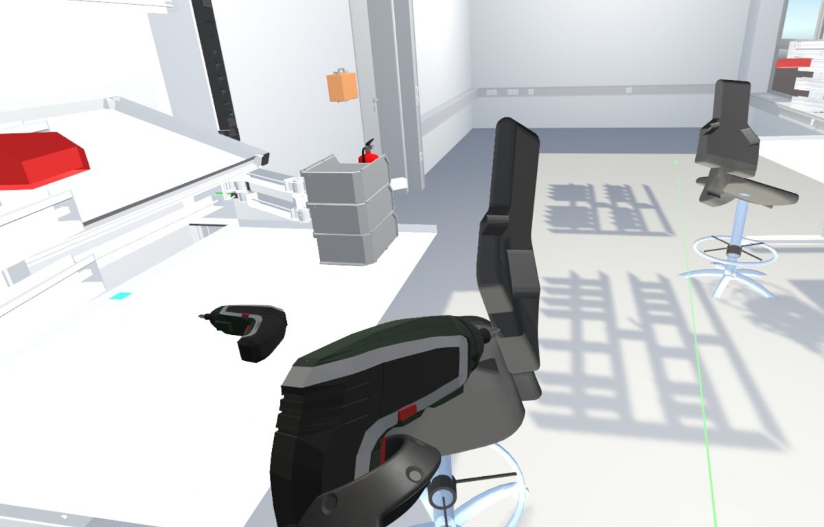Benutzung von Werkzeugen und Maschinen in der VR-Umgebung