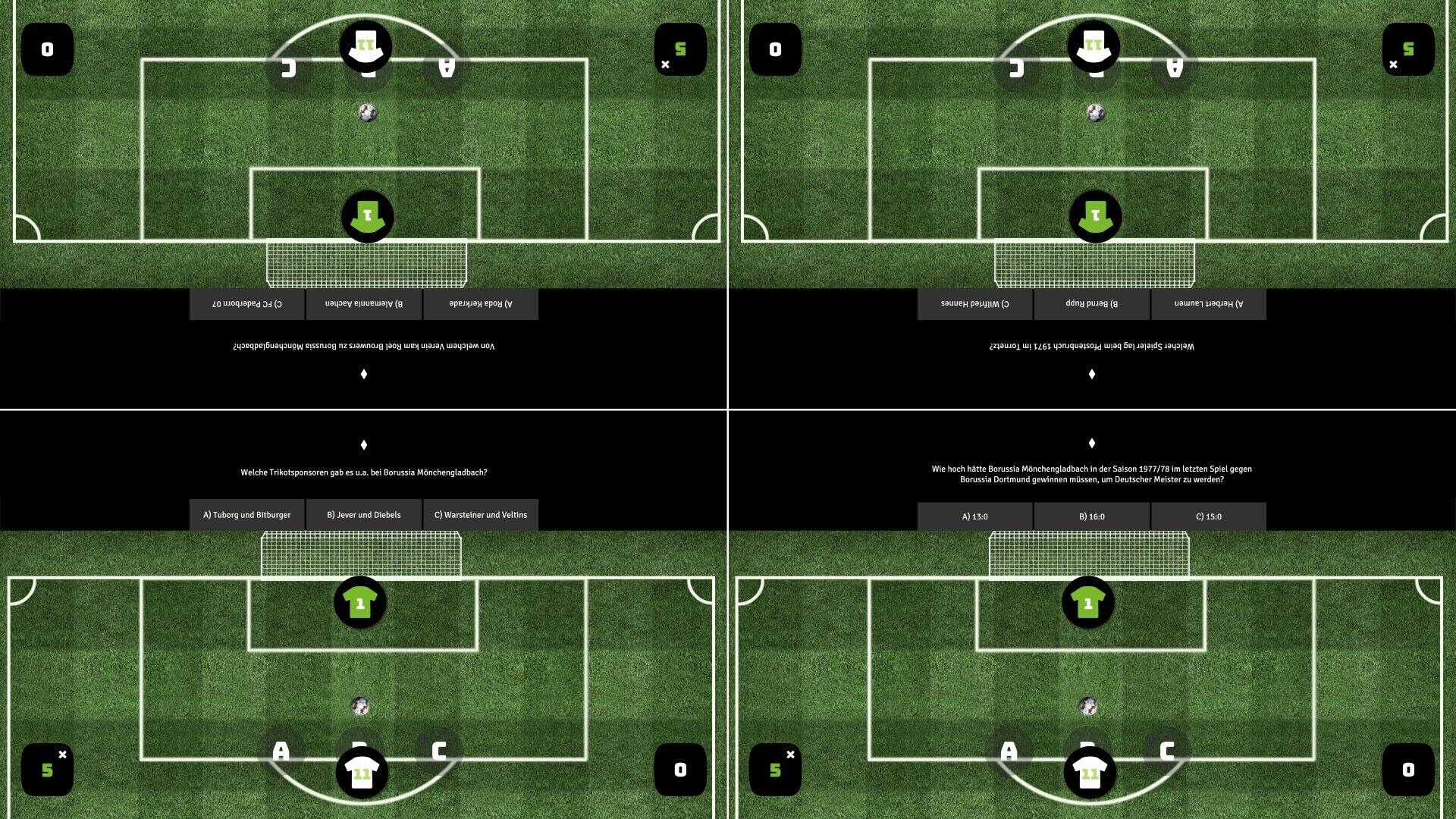 Multitouch Spiel Fußball Multiplayer-Quiz