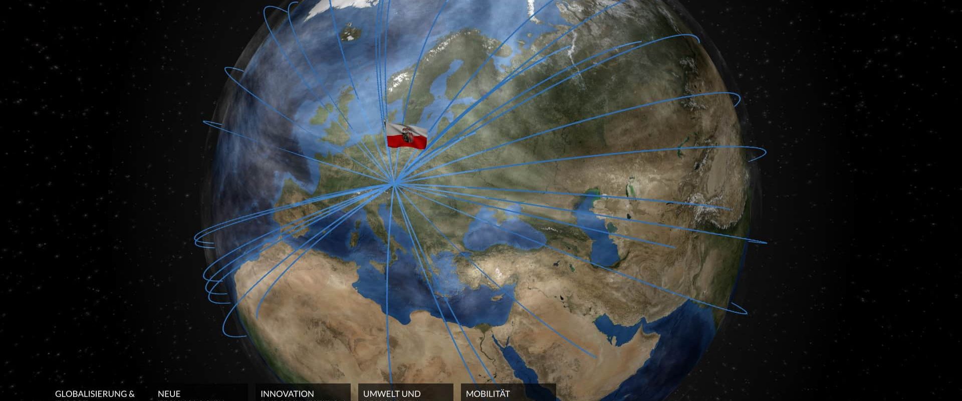 3D-Globus der Multitouch-Software ist frei drehbar und zoombar