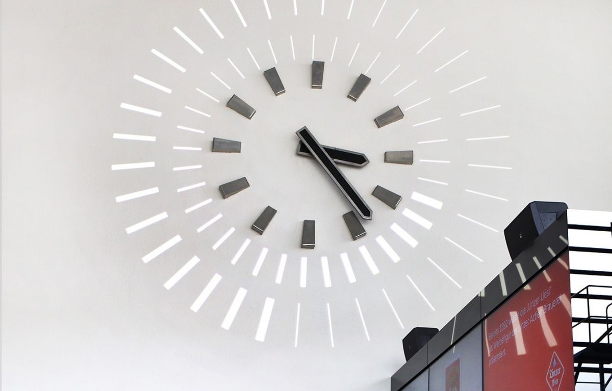 Interactive wall projection gobo wall clock in listed tobacco factory