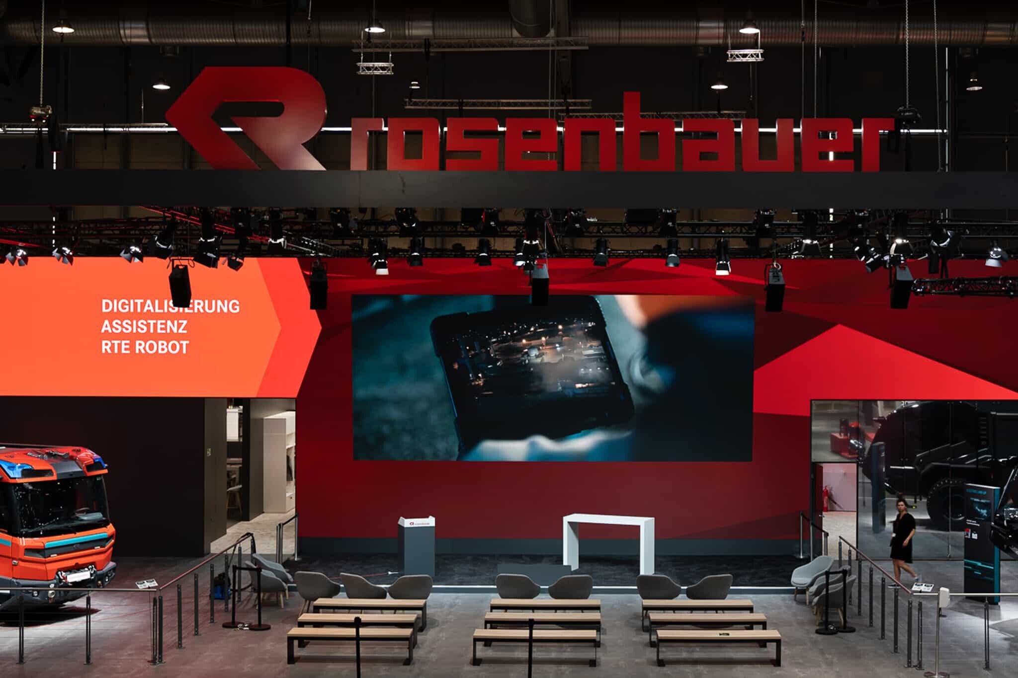 Huge LED wall as a spectacular frame for exhibition stand Rosenbauer