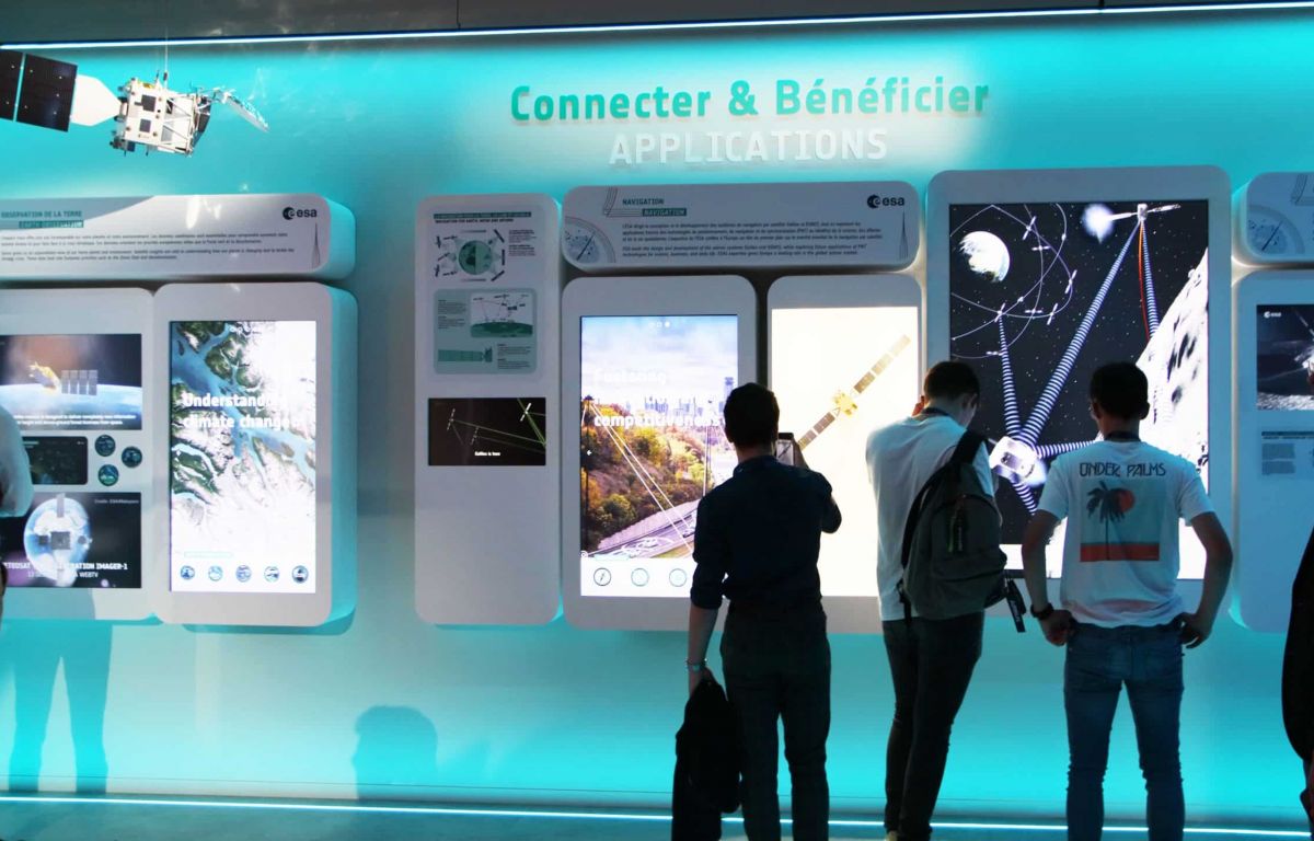 Presentation combines haptic exhibits interactive elements multitouch stations as well as light and sound
