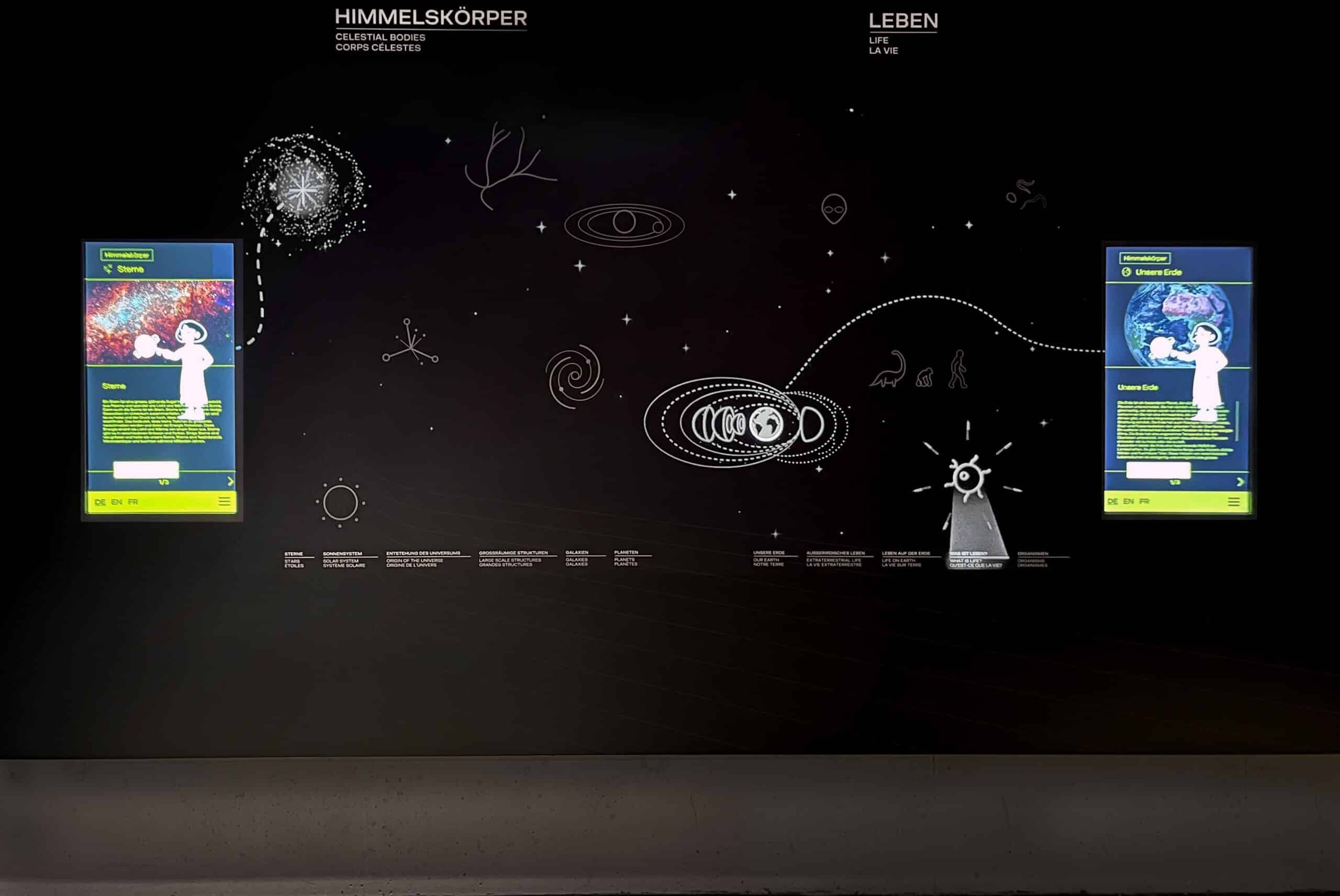 Interactive wall: projection mapping and integrated touchscreens