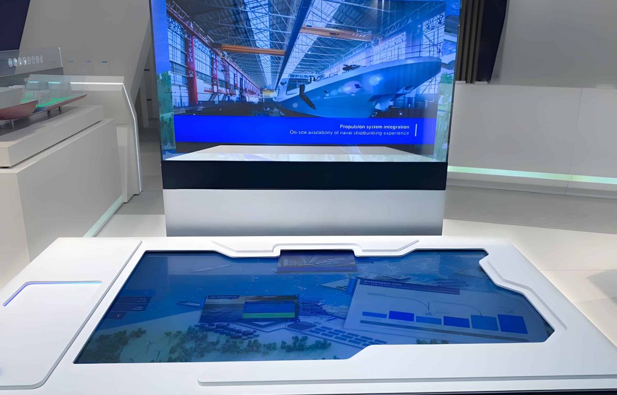 Touchtable with covered touchscreen and transparent screen